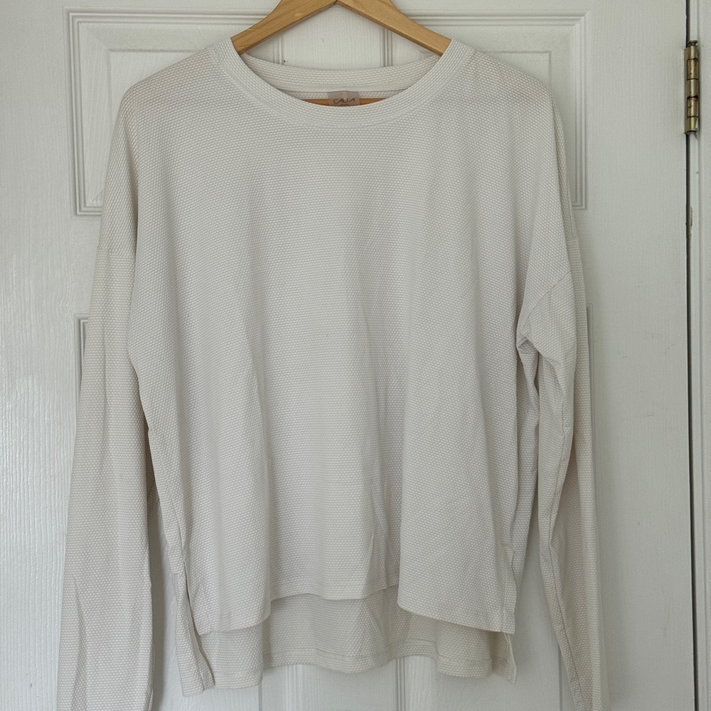 Textured White Long Sleeve Women's Top CALIA